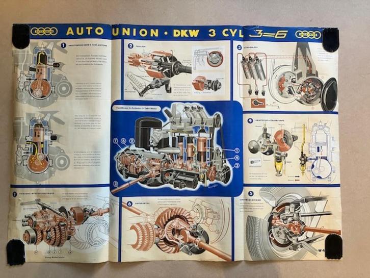 Originele poster Auto Union - DKW 3=6 (120x84cm groot), Auto diversen, Overige Auto diversen, Ophalen of Verzenden