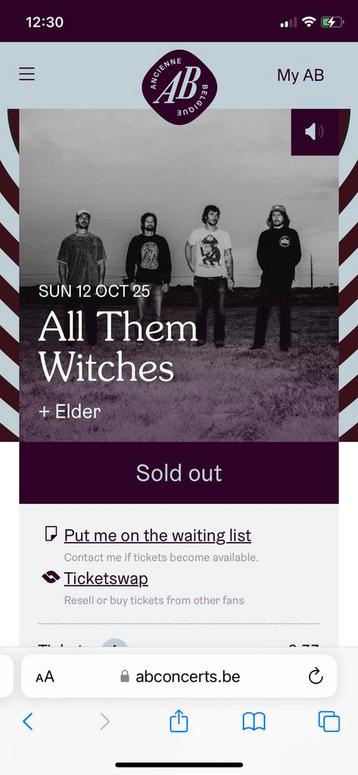 2 tickets All Them Witches 12/10 AB Brussel + drankvoucher beschikbaar voor biedingen
