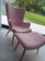 Roze fauteuil met voetsteun, Huis en Inrichting, Zo goed als nieuw, Ophalen