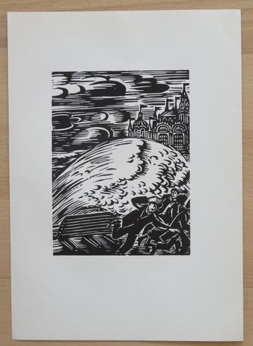 Houtsnede Frans Masereel: Noordzeestorm te OOSTENDE          beschikbaar voor biedingen