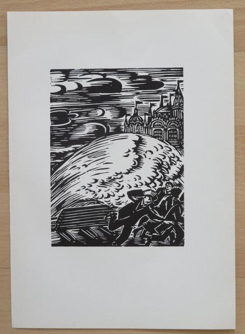 Houtsnede Frans Masereel: Noordzeestorm te OOSTENDE, Antiek en Kunst, Kunst | Etsen en Gravures, Verzenden