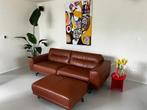 Natuzzi editions, lederen salon, cognackleir, Huis en Inrichting, Ophalen, Gebruikt