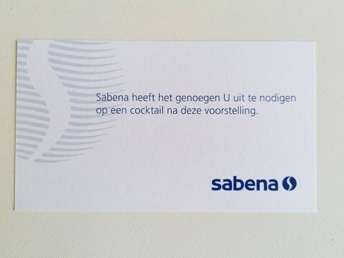 Sabena Document #036 Carte d'Invitation Cocktail Néerlandais, Collections, Souvenirs Sabena, Neuf, Enlèvement ou Envoi