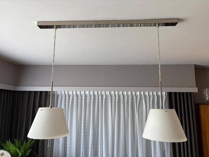 Hanglampen wit halogeen (dimbaar) of LED GEVE, Huis en Inrichting, Lampen | Hanglampen, Zo goed als nieuw, Metaal, Ophalen of Verzenden