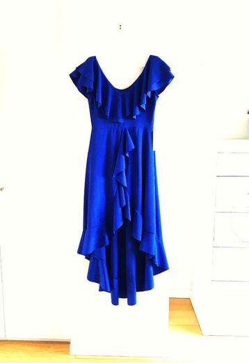 prachtig kobaltblauwe - asymmetrische jurk - kleed - M - Nie