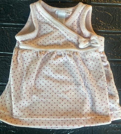 Lichtroze velours kleedje "H&M" maat 56, Kinderen en Baby's, Babykleding | Maat 50, Zo goed als nieuw, Meisje, Jurkje of Rokje