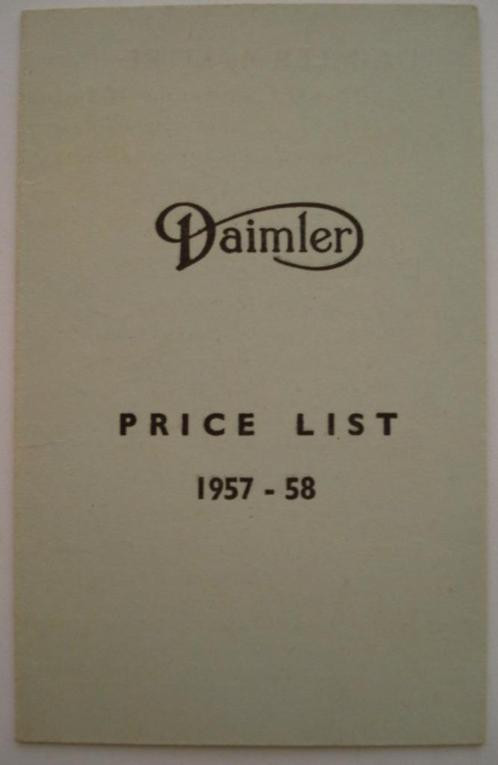 Daimler Price List 1957-58 Brochure Catalogue Prospekt, Boeken, Auto's | Folders en Tijdschriften, Zo goed als nieuw, Overige merken