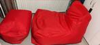 Zitzak met bijhorende poef, kleur rood en kleur kaki., Ophalen, Zo goed als nieuw, Rood, Zitzak