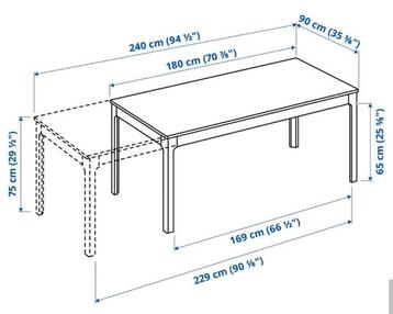 EKEDALEN table extensible 90x180/220cm beschikbaar voor biedingen