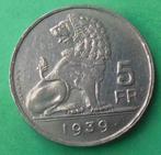 1939 5 francs NL-FR Lion assis PB, Postzegels en Munten, Munten | België, Ophalen of Verzenden, Metaal, Losse munt