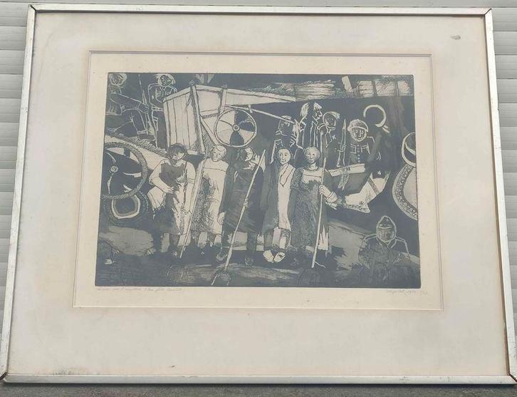 eau forte signe majo aerts, Antiek en Kunst, Kunst | Etsen en Gravures, Ophalen of Verzenden