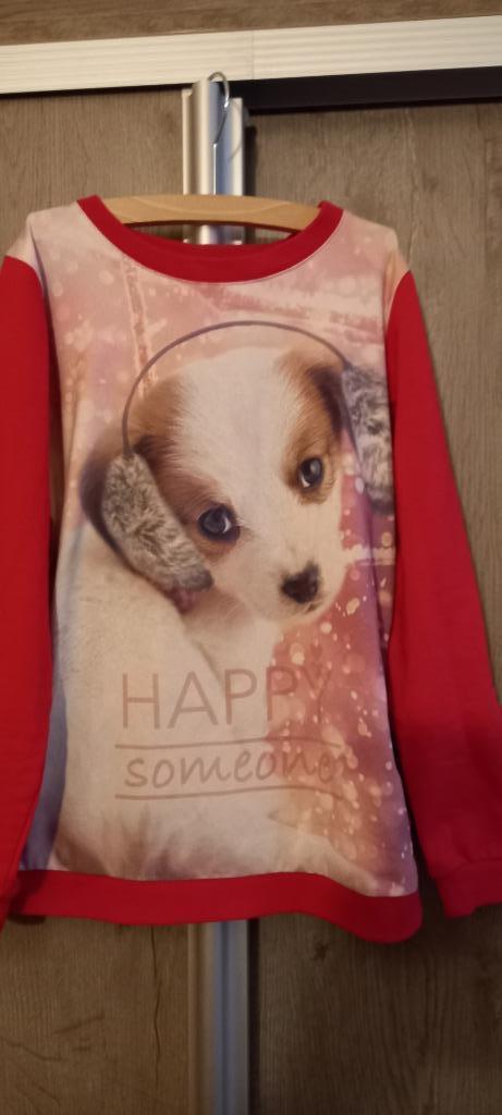 roze trui sweater met hond someone maat 128, Kinderen en Baby's, Kinderkleding | Maat 128, Zo goed als nieuw, Meisje, Trui of Vest