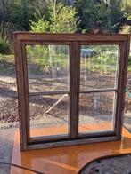 Dubbel zwenkend draairaam in merantihout, Doe-het-zelf en Bouw, Ophalen, Gevelraam of Ruit, Gebruikt, 120 tot 160 cm
