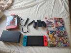 Nintendo switch met accessoires en 4 games, Met games, Met 2 controllers, Ophalen of Verzenden, Zo goed als nieuw