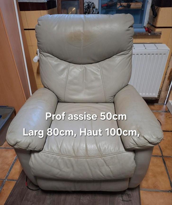 Fauteuil relax Releveur aide PMR, Maison & Meubles, Fauteuils, Comme neuf, Cuir
