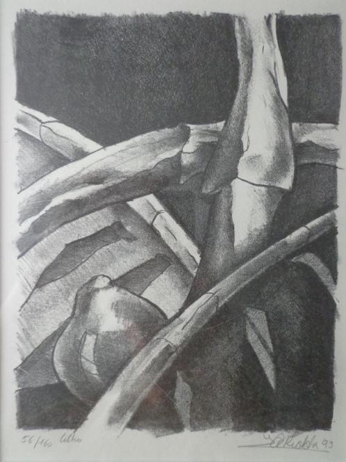 KOOPJE litho J. De Ridder abstracte compositie, Antiek en Kunst, Kunst | Litho's en Zeefdrukken, Ophalen of Verzenden