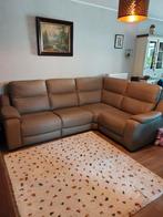 hoeksalon 5 zits , beige , echt leder. 2 jaar oud. geusens., Huis en Inrichting, Ophalen, Zo goed als nieuw