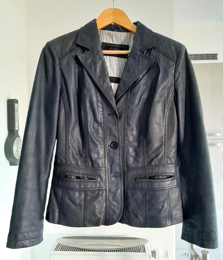 BLAZER DAME EN CUIR D'AGNEAU " CABRINI ", Kleding | Dames, Jasjes, Kostuums en Pakken, Gedragen, Jasje, Blauw, Ophalen of Verzenden