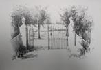 Hans Kitslaar - litho - 1985 - poort met tuinvazen, Ophalen of Verzenden
