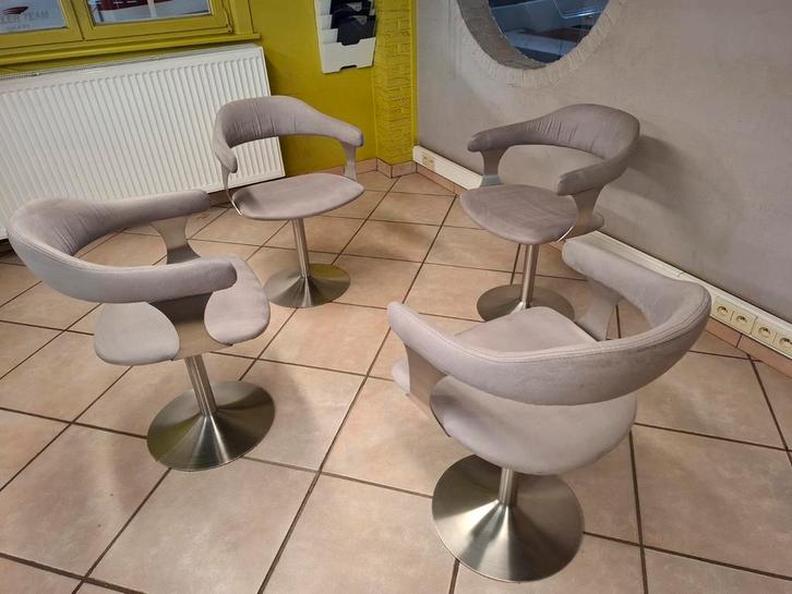 Luxe draai stoelen, Huis en Inrichting, Barkrukken, Zo goed als nieuw, 60 tot 90 cm, Metaal, 4 krukken, Met voetsteun, Draaibaar
