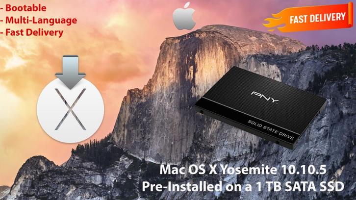 OS X Yosemite 10.10.5 VoorGeïnstalleerd op PNY SSD van 1TB, Computers en Software, Besturingssoftware, Nieuw, MacOS, Verzenden