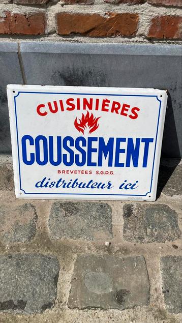 Assiette en émail Coussement Cuisinières., Enlèvement ou Envoi, Comme neuf, Panneau publicitaire
