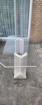 table salon en verre et en marbre, 150 à 200 cm, Comme neuf, Verre, Enlèvement