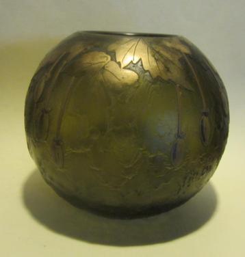 Vase Legras ancien art déco en verre camée gravé à l'acide