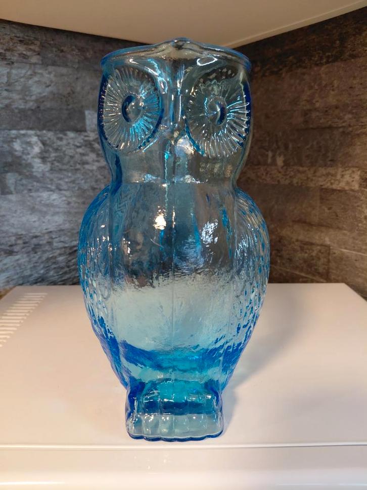 Cruche à eau bleue vintage carafe, pichet hibou, Antiquités & Art, Antiquités | Verre & Cristal, Enlèvement ou Envoi