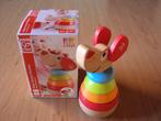 Houten regenboog puppy Pepe. 6-delig stapelspeelgoed.Hape, Ophalen of Verzenden