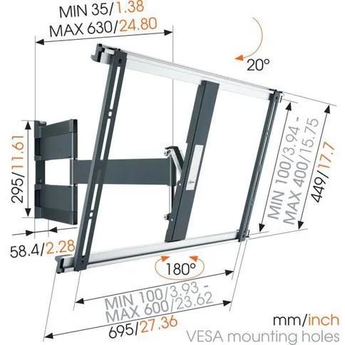 Vogel's Thin 545 Black Turn 180 Wall Mount 40-65 inch, TV, Hi-fi & Vidéo, Support de télévision, Utilisé, Enlèvement