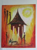 Prachtig Afrikaans schilderij, gesigneerd rechtsonder, Antiek en Kunst, Ophalen of Verzenden