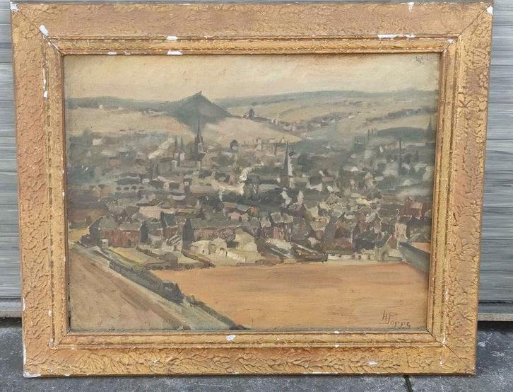 huile sur panneau village signe henri poppe, Antiquités & Art, Art | Peinture | Classique, Enlèvement ou Envoi