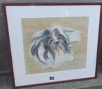 Pastel chien signe m verbley, Antiquités & Art, Art | Peinture | Classique, Enlèvement ou Envoi