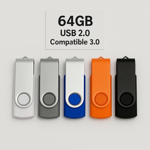 USB-stick van 64 GB - draaibaar metaal - USB 2.0-compatibel, Computers en Software, USB Sticks, Nieuw, 64 GB, Ophalen of Verzenden