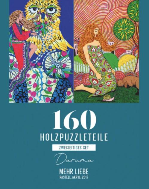 Davici Houten Puzzel - Mehr Liebe tweezijdig - 160, Hobby en Vrije tijd, Denksport en Puzzels, Zo goed als nieuw, Legpuzzel, Minder dan 500 stukjes