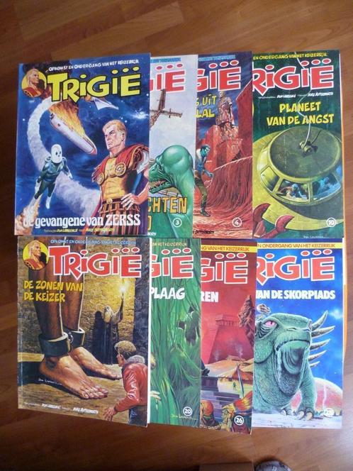 8X STRIPBOEKEN"'TRIGIE"UIT DE JAREN 70/80, Livres, BD, Utilisé, Plusieurs BD, Enlèvement ou Envoi