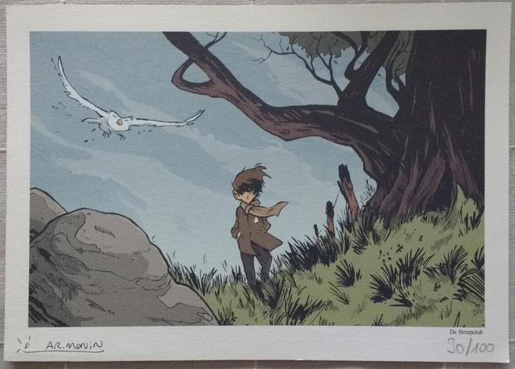 Strip prent De witte dame (De wilde vlucht) - Arno Monin, Boeken, Stripverhalen, Zo goed als nieuw, Ophalen