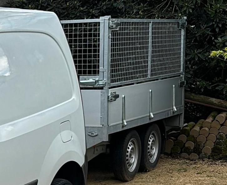 Dubbelasser met loofrekken als nieuw, Auto diversen, Aanhangers en Bagagewagens, Zo goed als nieuw, Ophalen