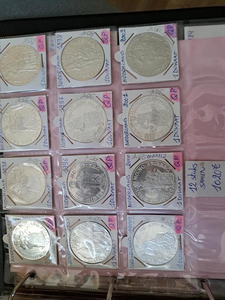 Voledige serie 12 st. zilveren dukaten van 1989 tot 2002, Postzegels en Munten, Munten | België, Zilver, Zilver, Ophalen
