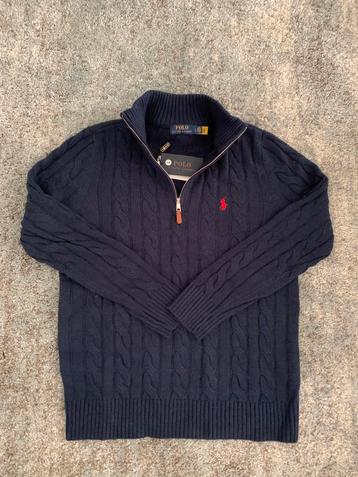 Polo Ralph Lauren Navy kabeltrui met halve rits – maat L beschikbaar voor biedingen