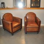 Art Deco schapenleren fauteuils van Lounge Atelier (Soulogne, Antiek en Kunst, Ophalen of Verzenden