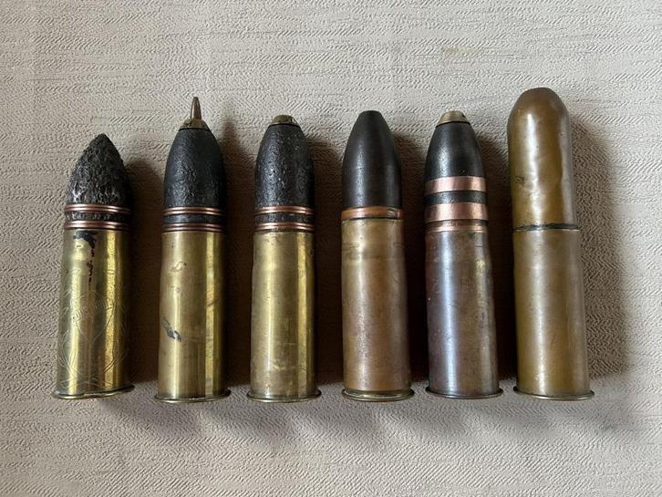 wo1 - Duitse & Franse 37mm patronen - LEEG, Verzamelen, Militaria | Algemeen, Landmacht, Hulzen of Bodemvondsten, Ophalen of Verzenden