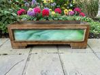 vintage art deco bloembak met emerald groen glas, Tuin en Terras, Ophalen