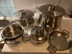 9-delige set kookpotten en pannen van Demeyere, Huis en Inrichting, Keuken | Potten en Pannen, Ophalen, Inox, Gebruikt, Keramische plaat