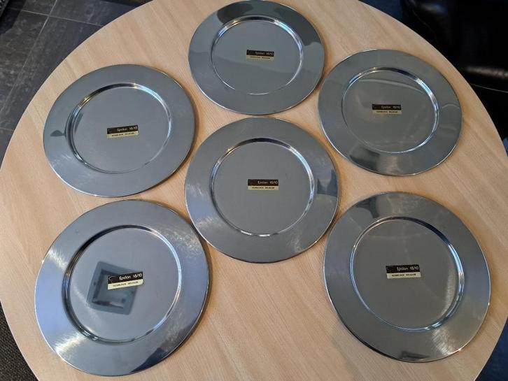 6 inox borden, Huis en Inrichting, Woonaccessoires | Onderzetters, Zo goed als nieuw, Bord, Ophalen