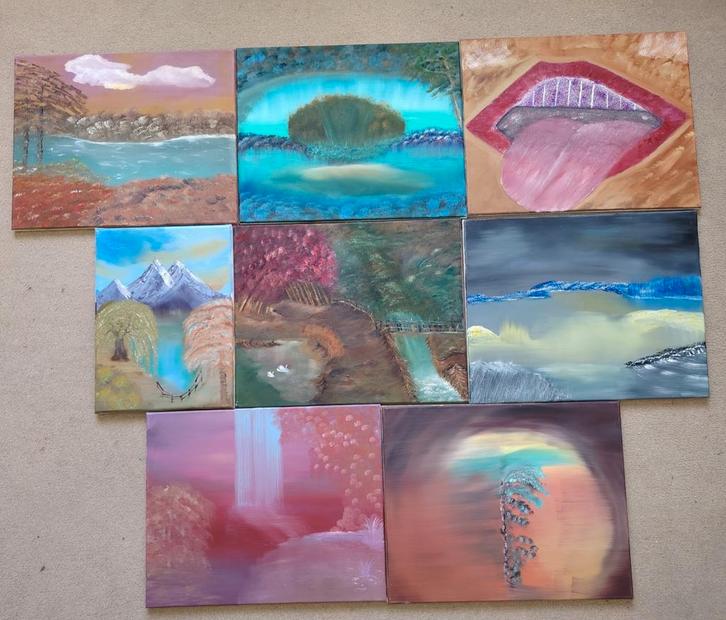 Tableau peinture à l'huile, Antiek en Kunst, Kunst | Schilderijen | Abstract, Ophalen