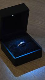 3 Stones in 14K witgoud met diamanten 0,11ct G/SI 15,9mm, Nieuw, Ophalen of Verzenden, Kleiner dan 17, Met edelsteen