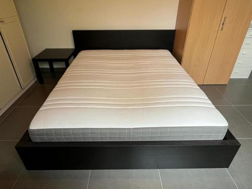 MALM Bed + matras, Huis en Inrichting, Slaapkamer | Bedden, Gebruikt, Hout, Zwart, Ophalen