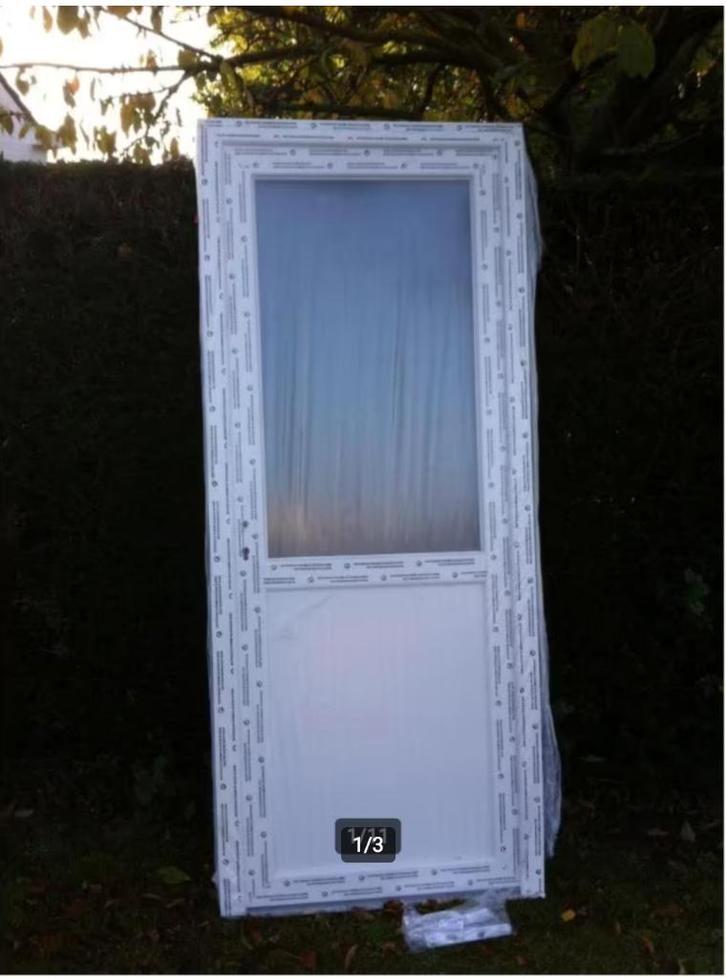 Blokdeur met blokkader i, Doe-het-zelf en Bouw, Deuren en Vliegenramen, Gebruikt, Buitendeur, Glas, Kunststof, Ophalen